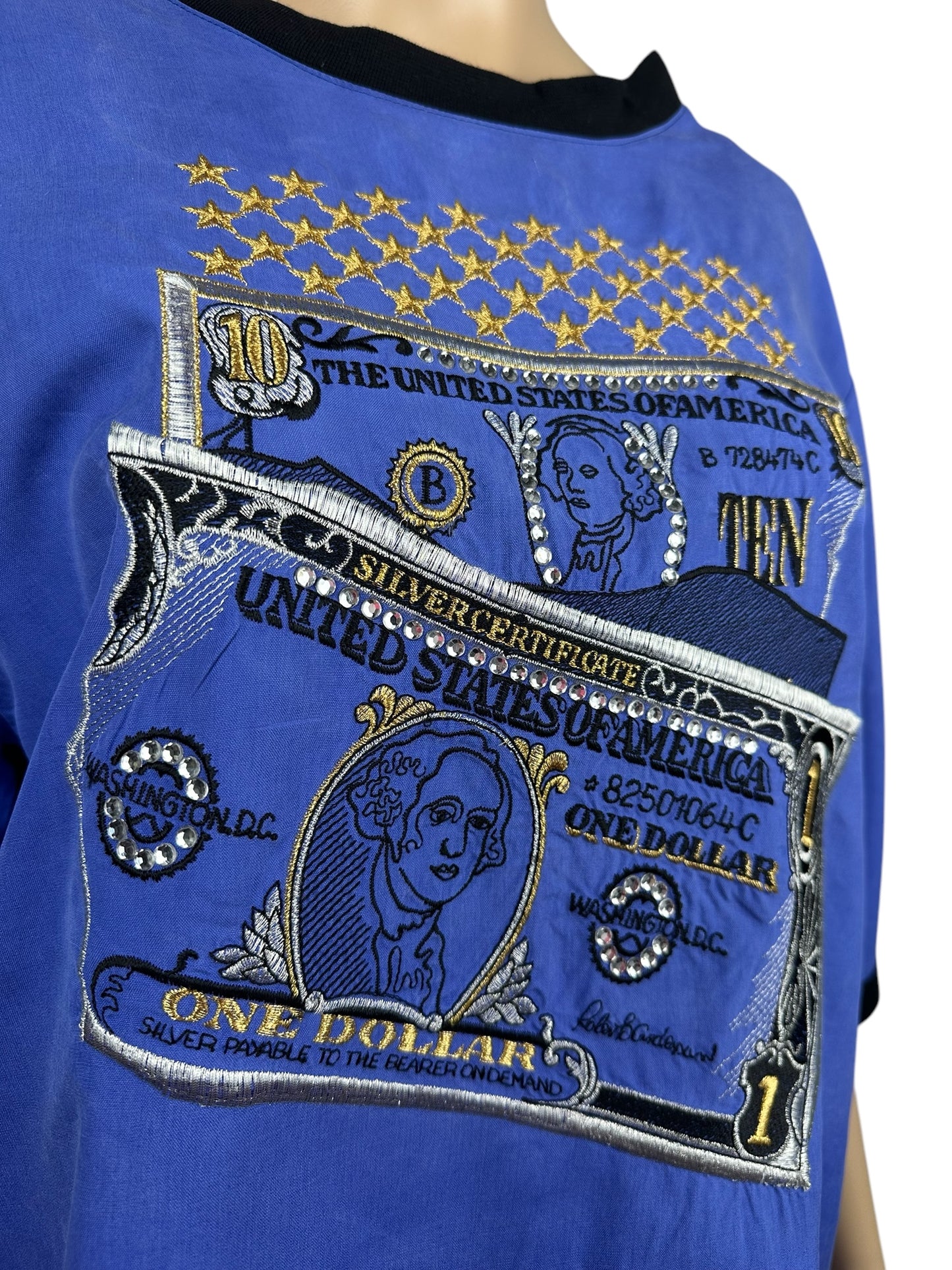 Women's silk T-shirt with embroidery