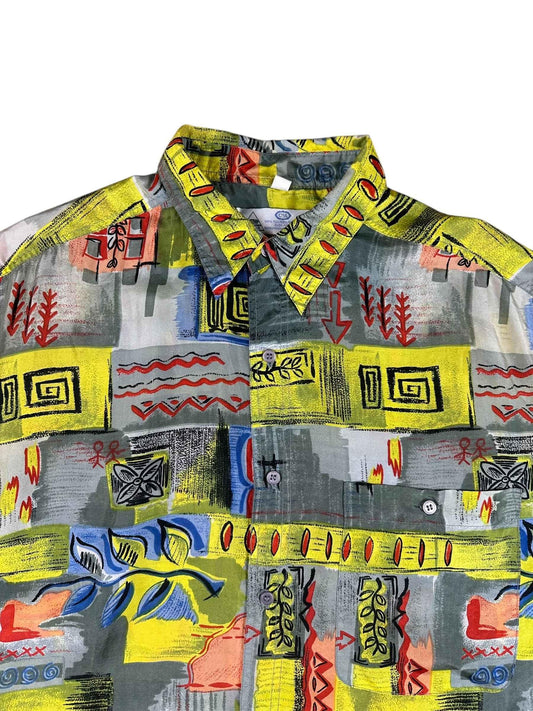 Camicia vintage da uomo a fantasia 100% seta - Yup Vintage