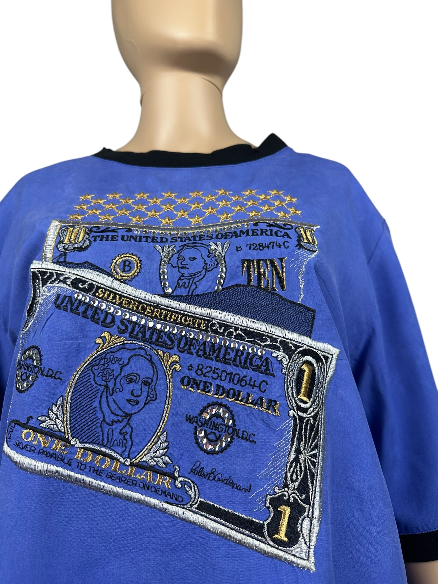 Women's silk T-shirt with embroidery