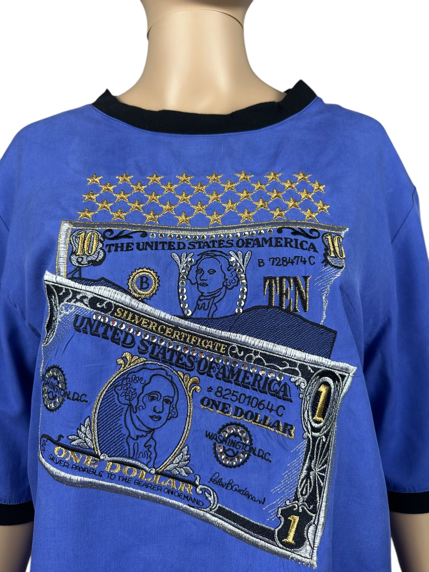 Women's silk T-shirt with embroidery