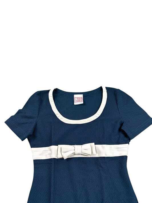 Body blu con fiocco– abbigliamento vintage - vestiti vintage