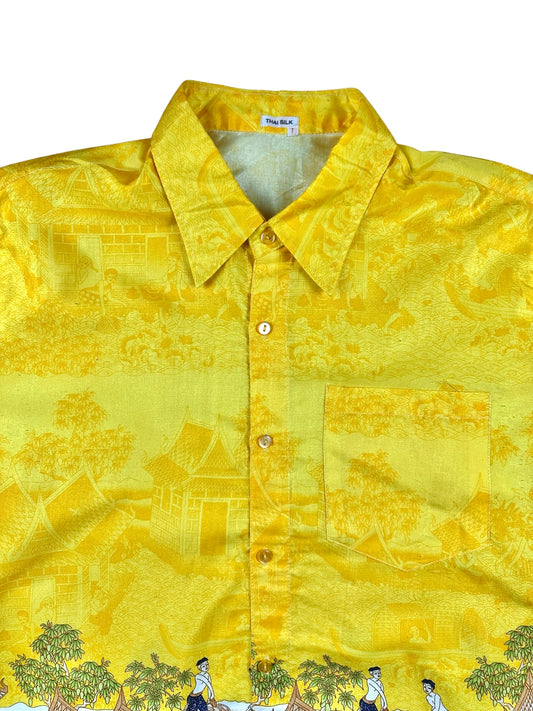 Camicia a maniche corte da uomo in seta thailandese– abbigliamento vintage - vestiti vintage