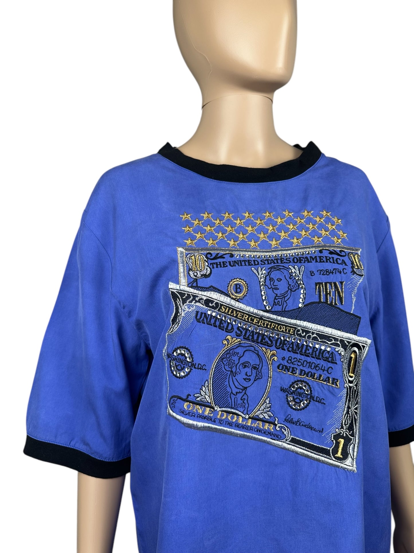 Women's silk T-shirt with embroidery