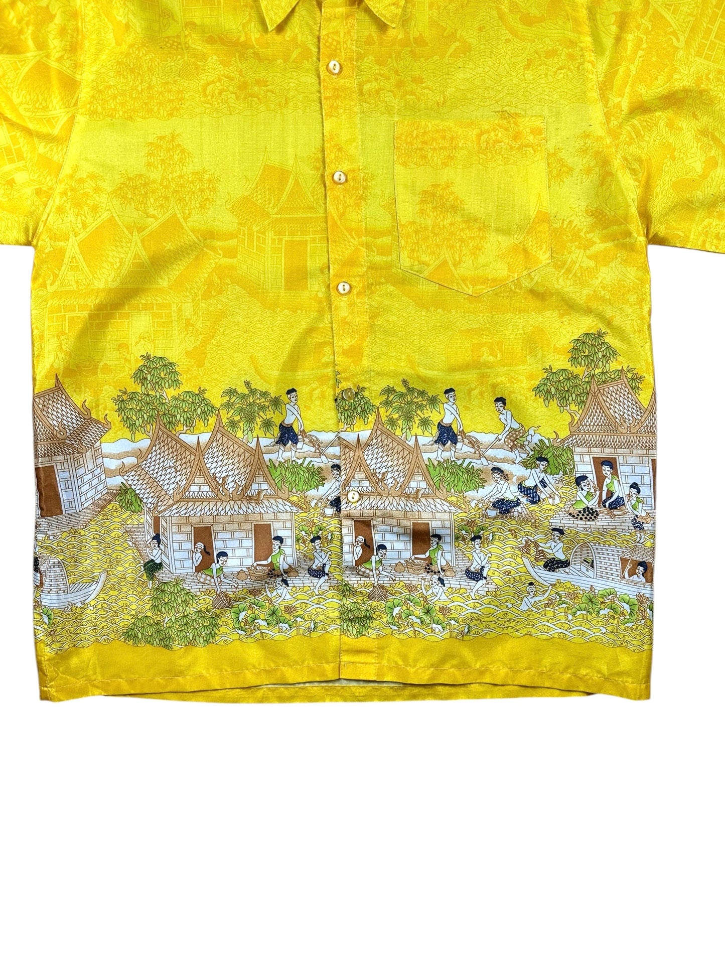 Camisa de manga corta de seda tailandesa para hombre