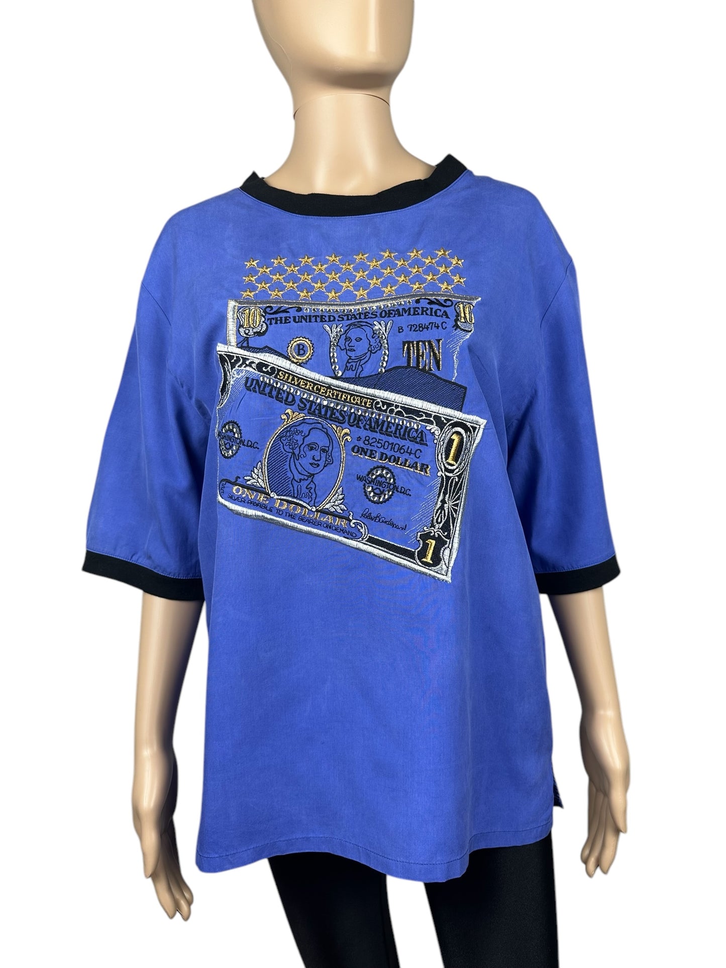 Women's silk T-shirt with embroidery