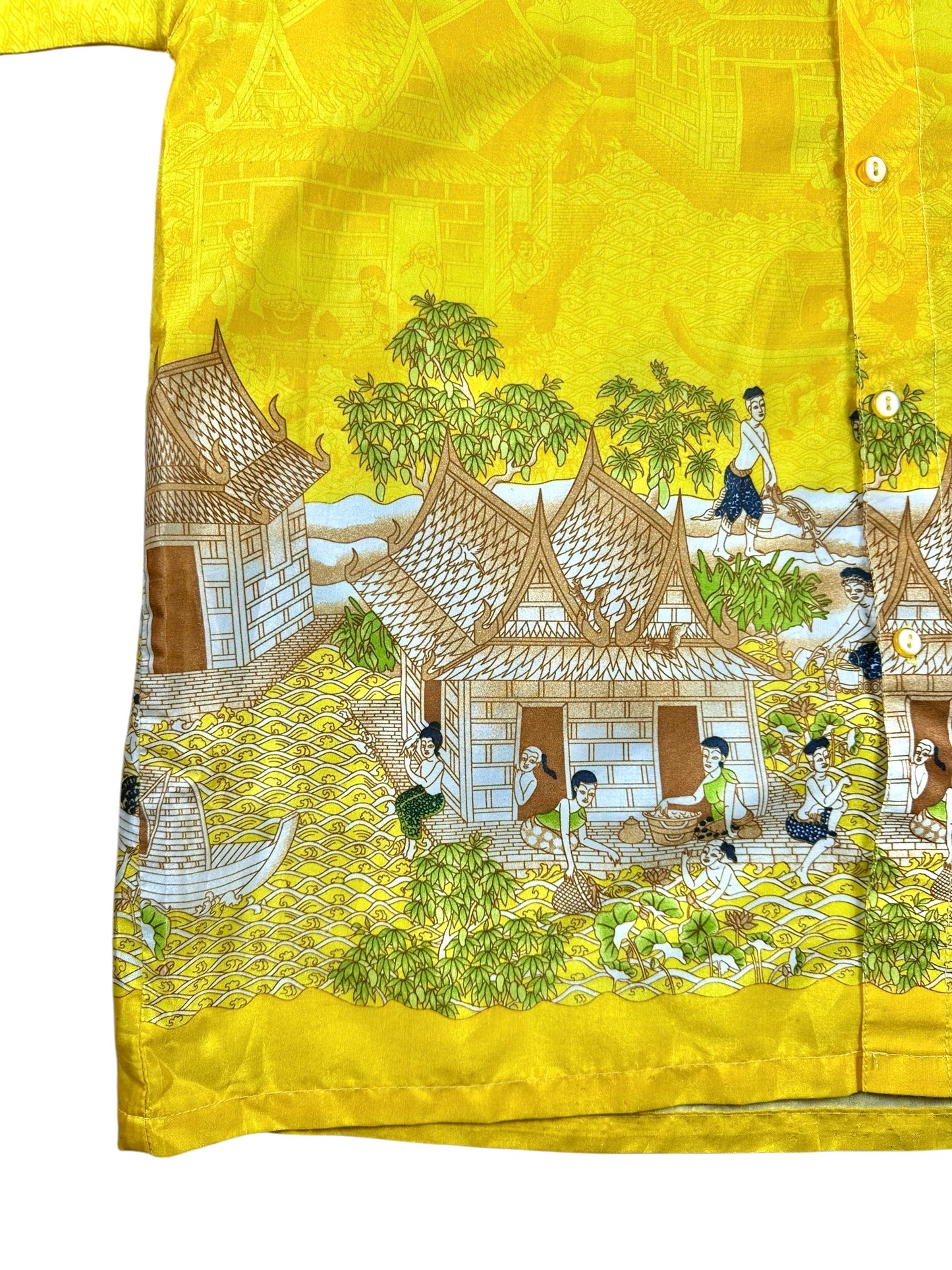 Camisa de manga corta de seda tailandesa para hombre