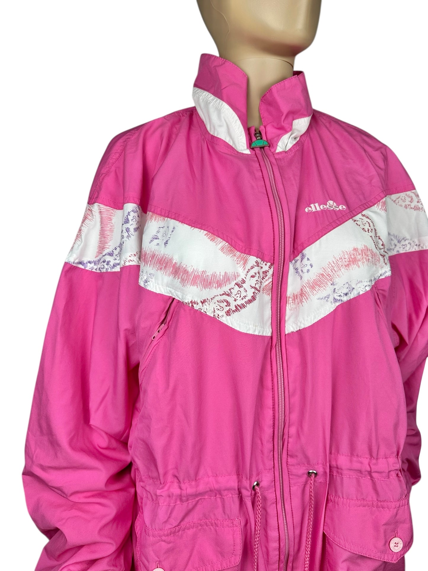 Ellesse - Mono de una pieza vintage rosa de los años 90, talla S/M