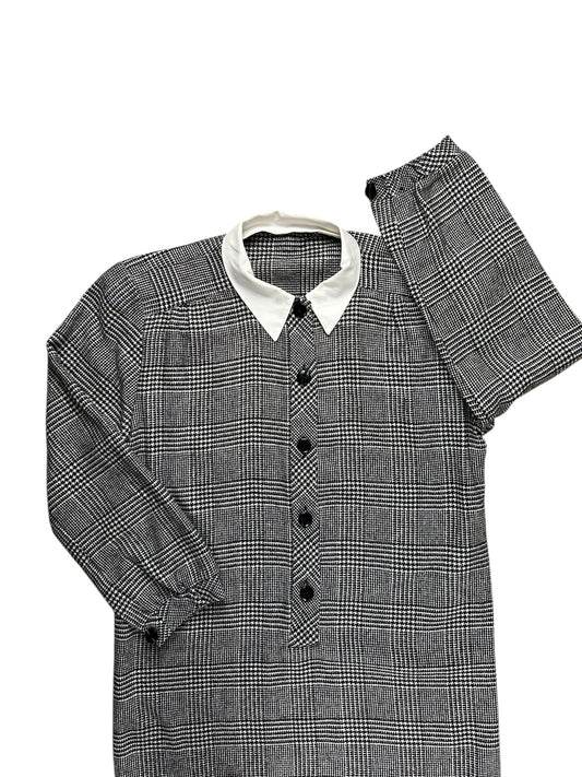 Vestito grigio con colletto bianco– abbigliamento vintage - vestiti vintage