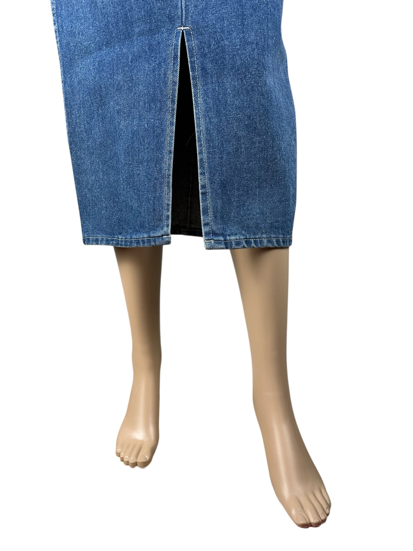 Gonna jeans lunga anni 90– abbigliamento vintage - vestiti vintage