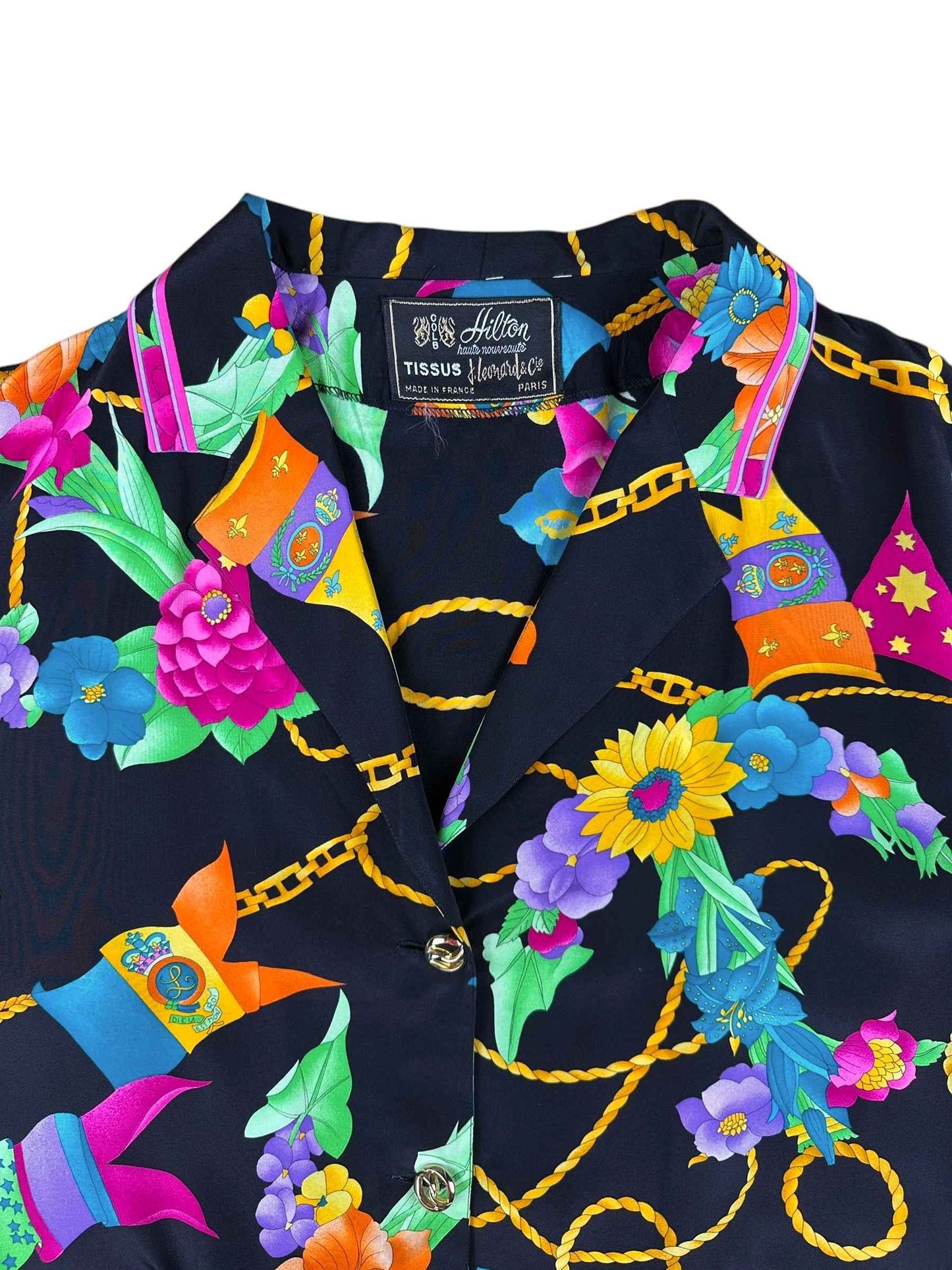 Camicia da donna nera a fantasia
