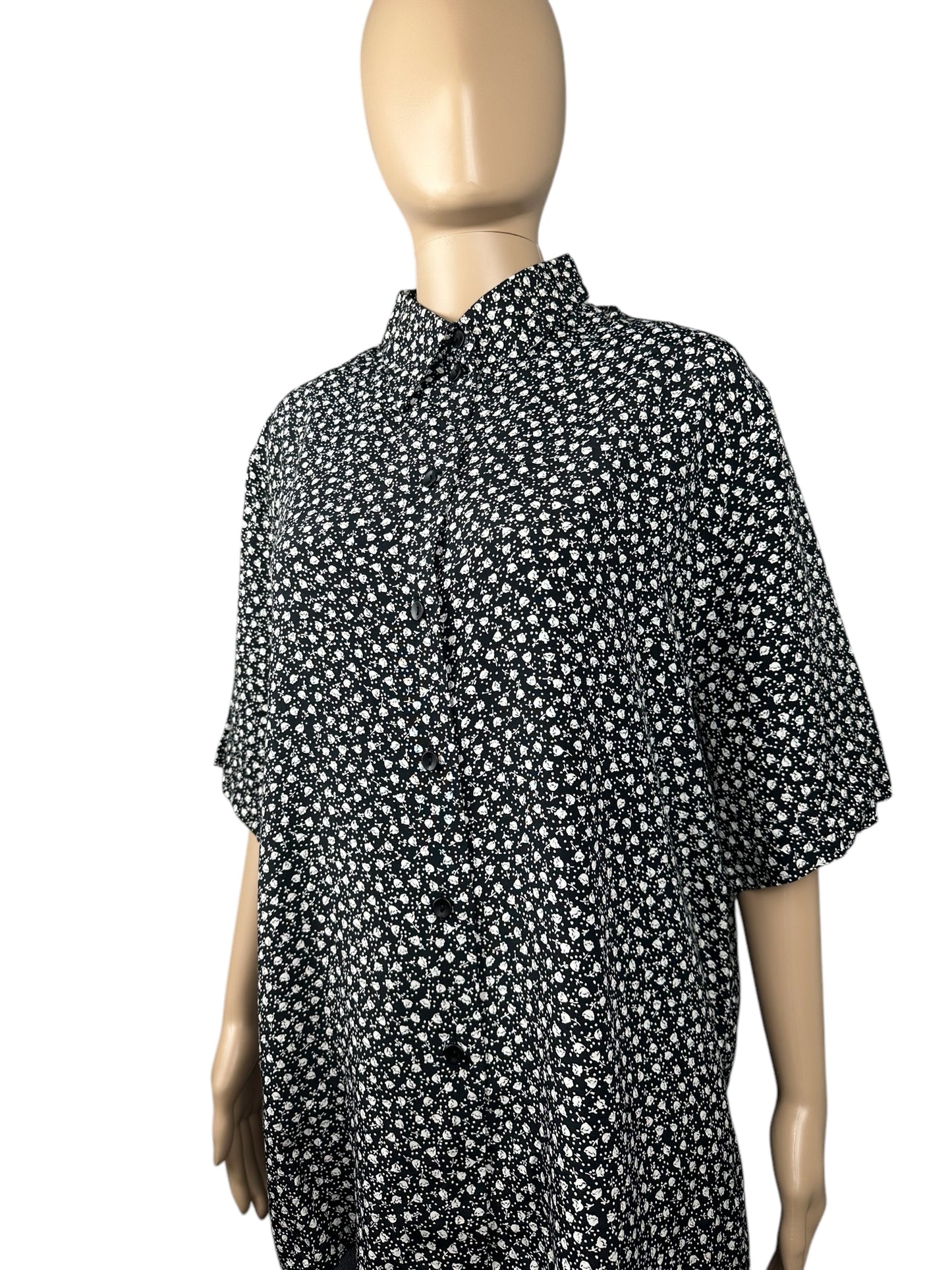 Black women's shirt with white flowers