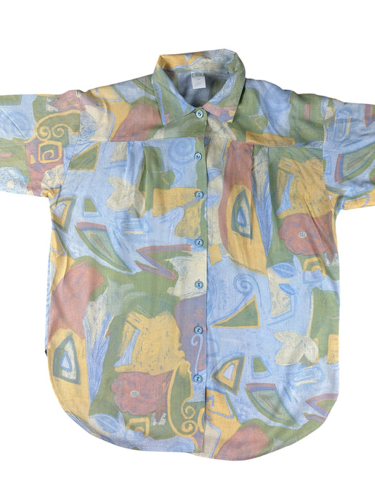 Camicia da donna a fantasia– abbigliamento vintage - vestiti vintage