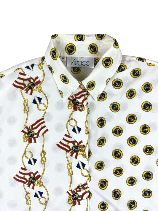 Camicia da donna fantasia nautica– abbigliamento vintage - vestiti vintage