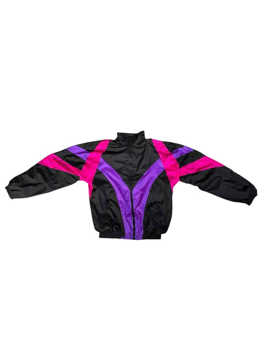 Guffini - giacca tuta vintage anni ’90 nero/viola/rosa taglia L (vestibilità S/M/L)– abbigliamento vintage - vestiti vintage