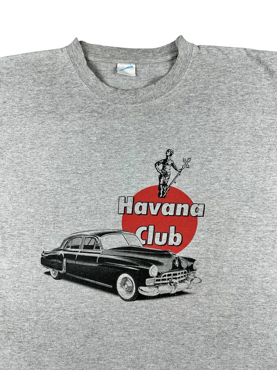 Vintage Havana Club mottled grey t-shirt with classic car graphic