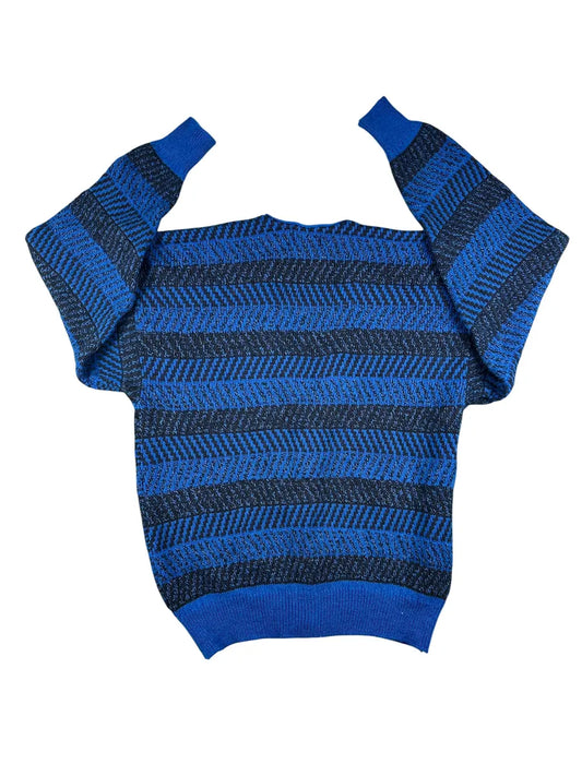 Cardigan Unisex Vintage Geometrico Blu e Nero Potomac Collection - abbigliamento e vestiti vintage