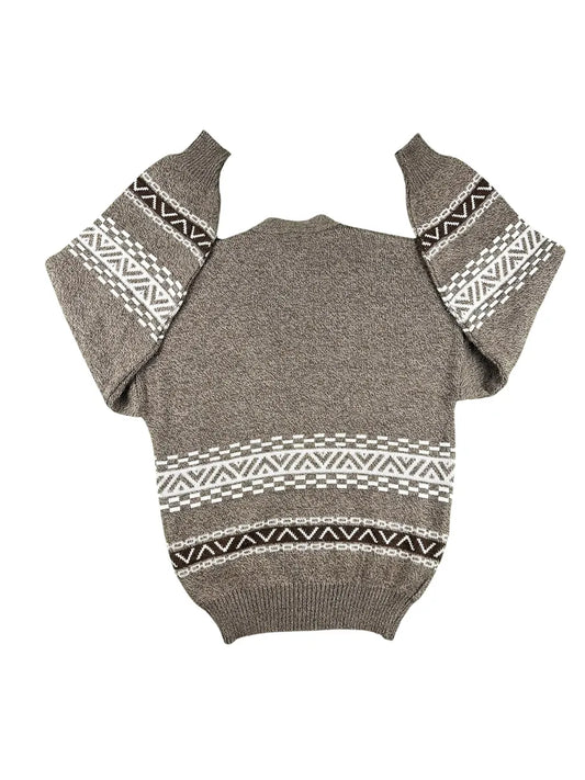 Cardigan Unisex Vintage Geometrico New Fast – Marrone Melange - abbigliamento e vestiti vintage