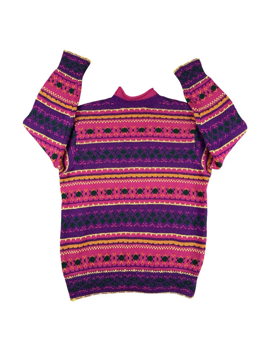 Maglione Vintage da Donna United Colors of Benetton in Lana Shetland – Viola e Magenta - abbigliamento e vestiti vintage