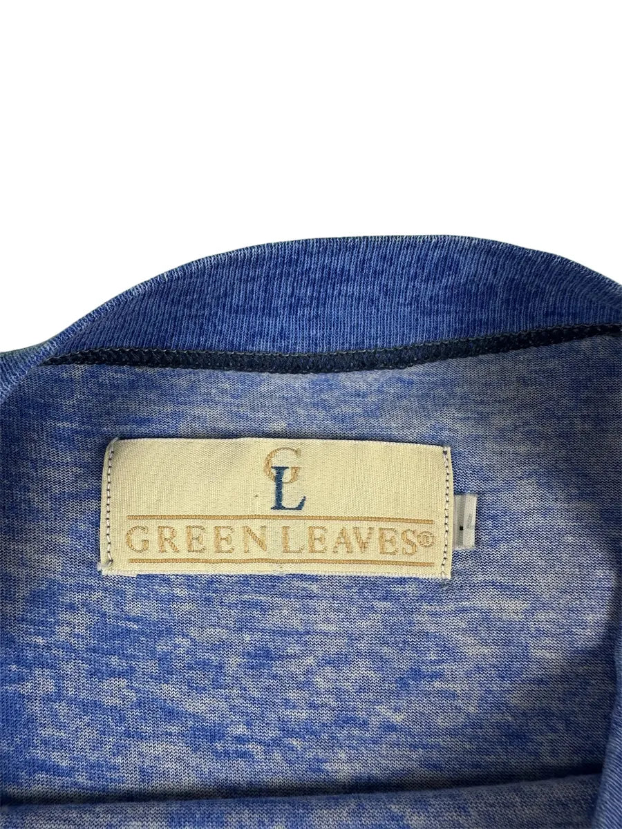 T-Shirt da Uomo Vintage Green Leaves con Grafica Squalo e Lavaggio Acid Wash - abbigliamento e vestiti vintage