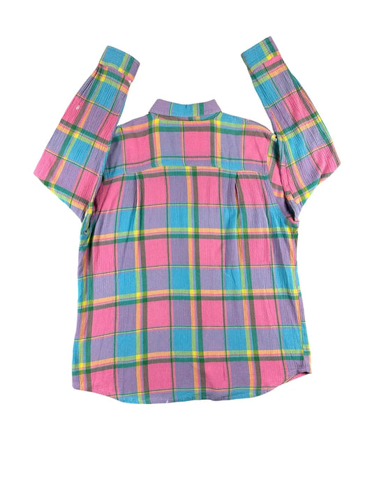 Camicia Donna Vintage John Baner Fantasia a Quadri Multicolore - abbigliamento e vestiti vintage
