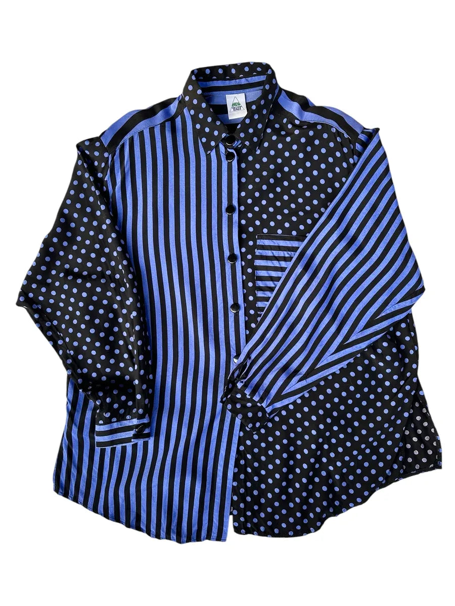 Camicia vintage da donna a righe e pois New Fast