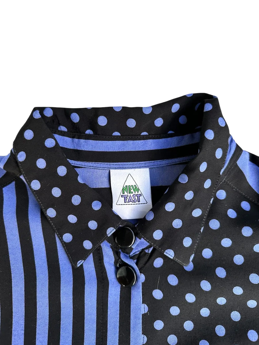 Camicia vintage da donna a righe e pois New Fast