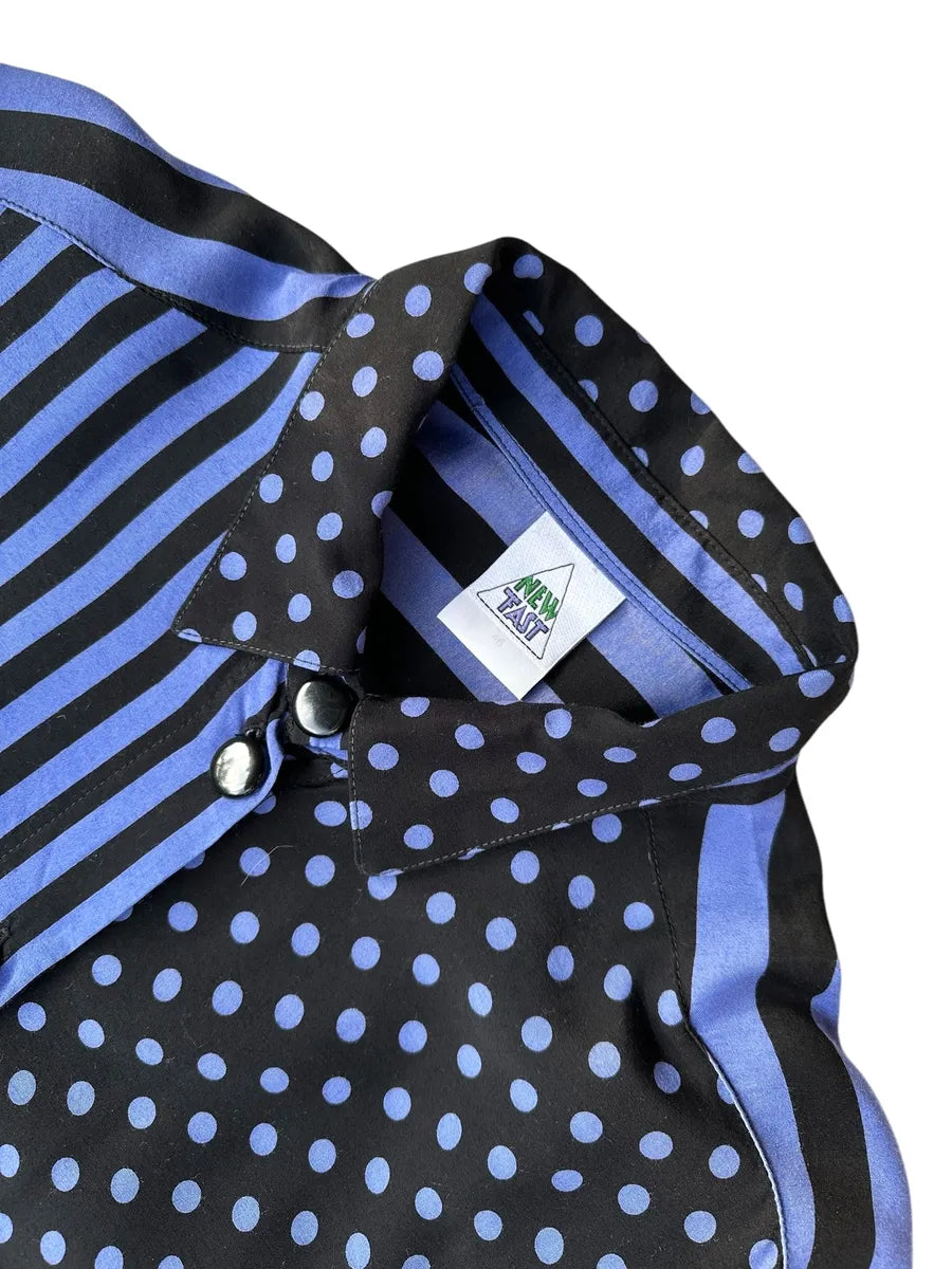 Camicia vintage da donna a righe e pois New Fast