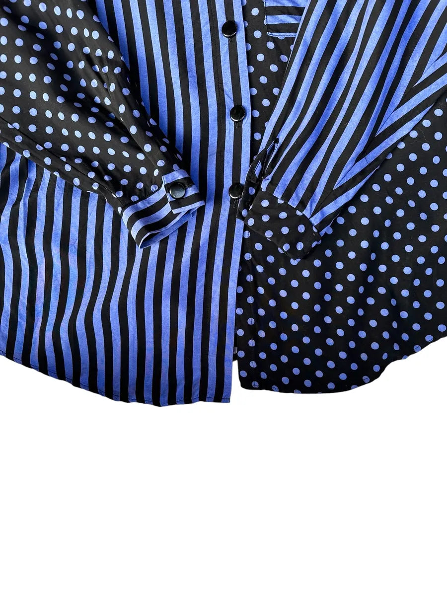 Camicia vintage da donna a righe e pois New Fast
