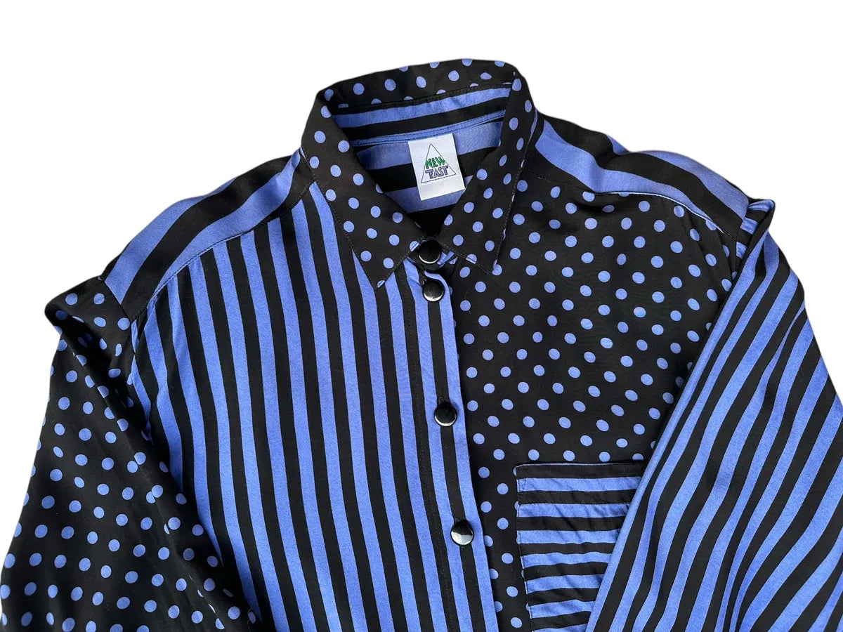 Camicia vintage da donna a righe e pois New Fast