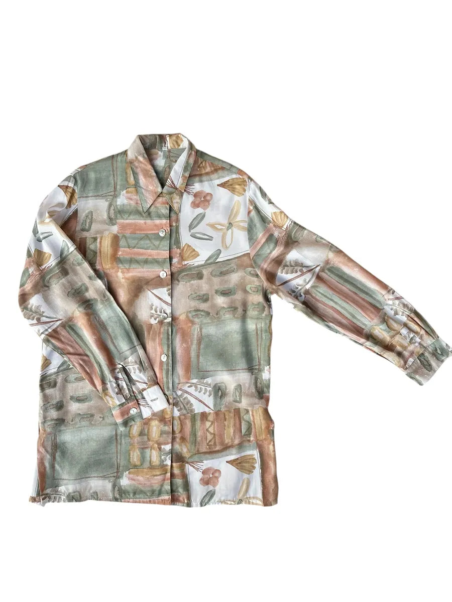 Camicia vintage da donna a fantasia acquerello