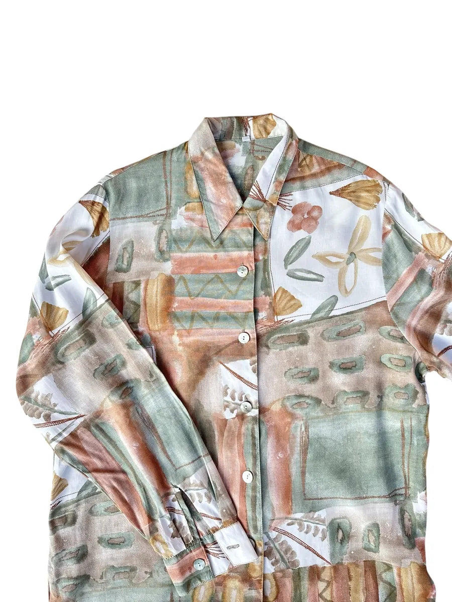 Camicia vintage da donna a fantasia acquerello