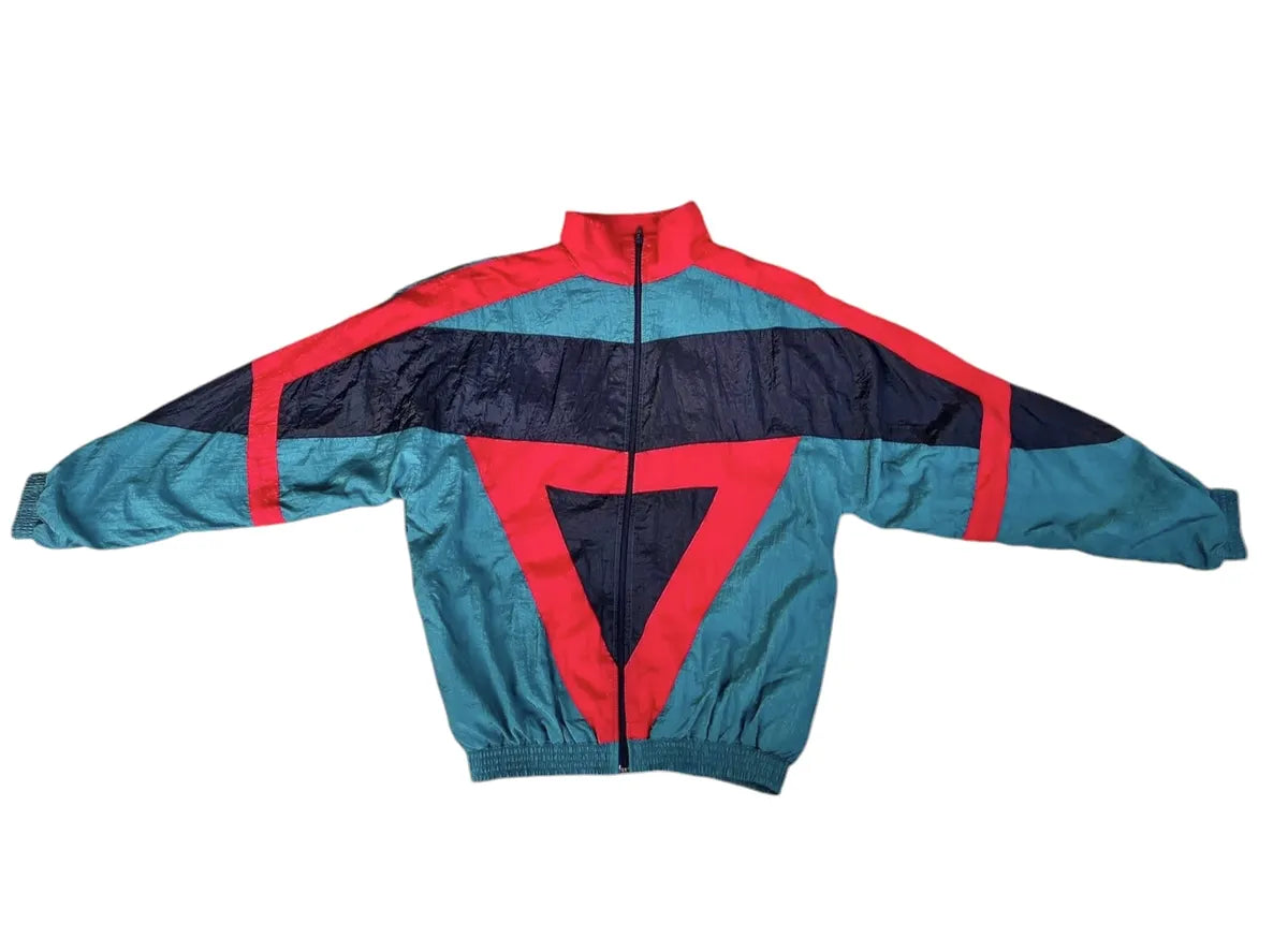 Sun Life - giacca tuta vintage anni ’90 verde e rossa taglia M/L