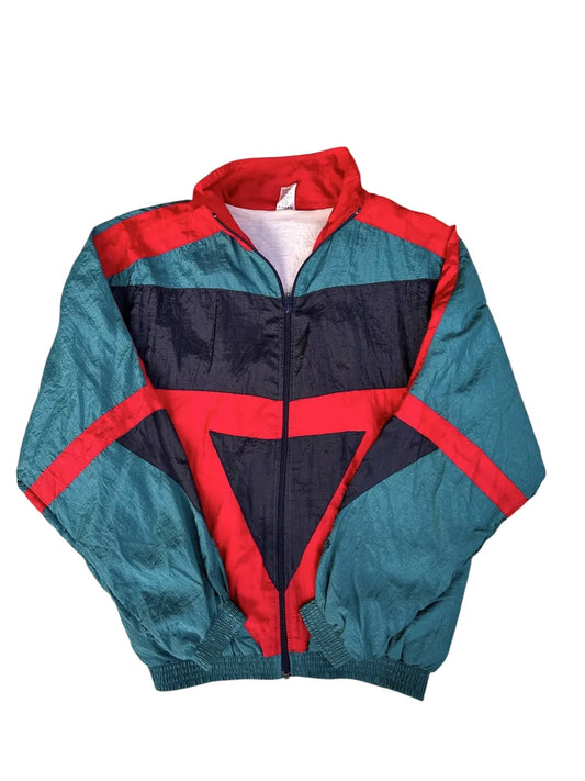 Sun Life - giacca tuta vintage anni ’90 verde e rossa taglia M/L
