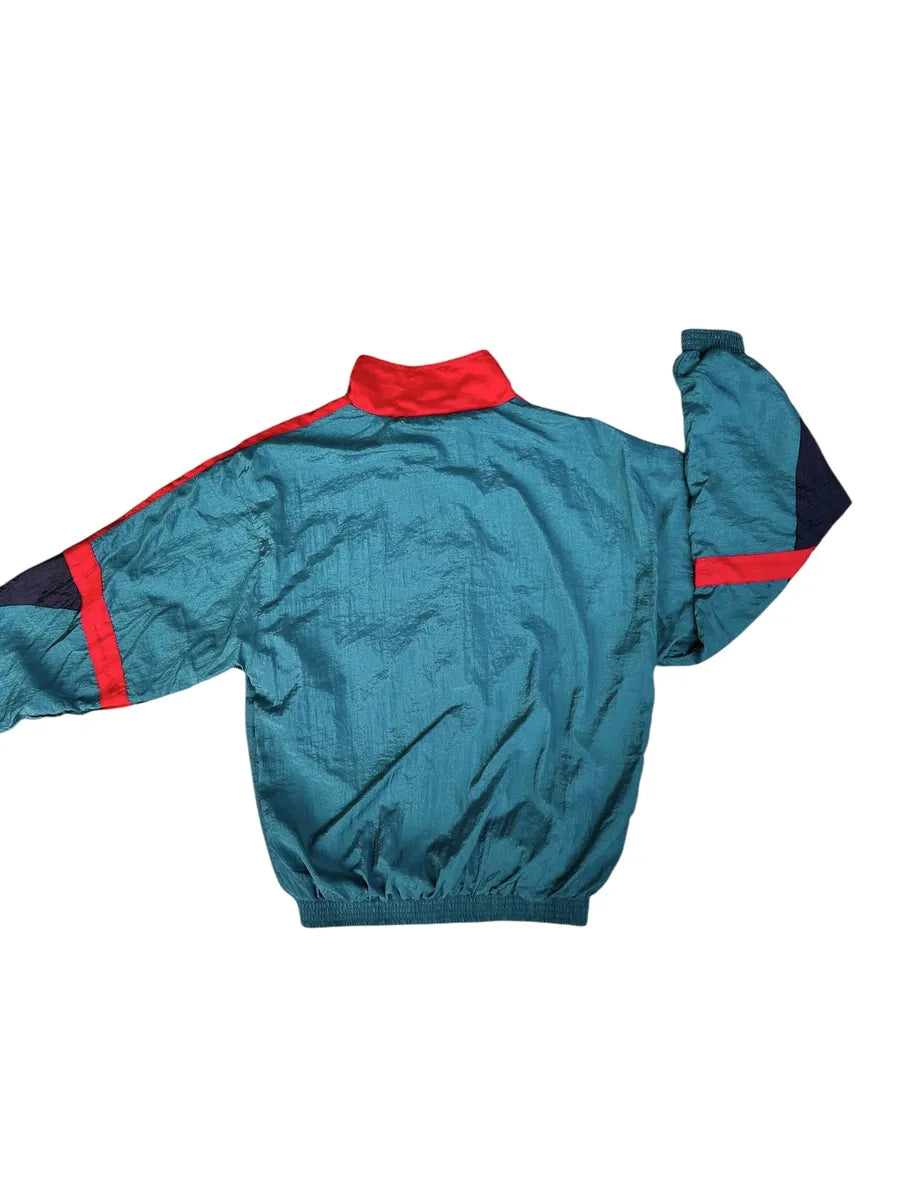 Sun Life - giacca tuta vintage anni ’90 verde e rossa taglia M/L
