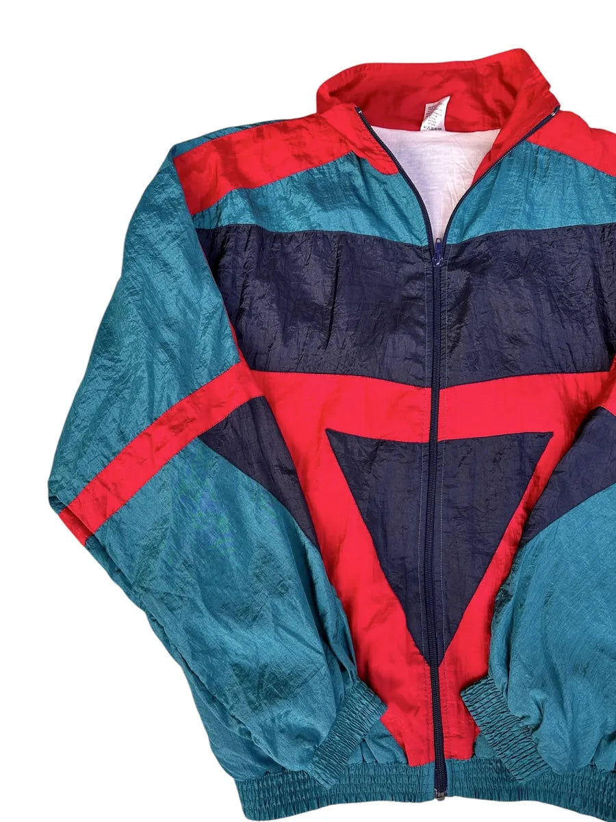 Sun Life - giacca tuta vintage anni ’90 verde e rossa taglia M/L