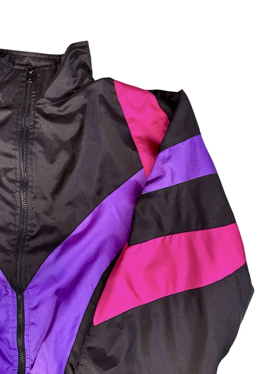 Giacca Tuta Vintage Guffini Anni '90 - Windbreaker Nero Viola e Rosa