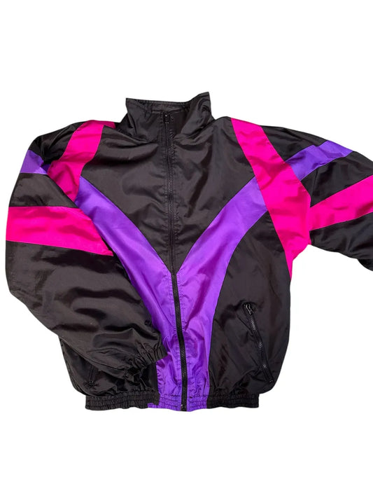 Giacca Tuta Vintage Guffini Anni '90 - Windbreaker Nero Viola e Rosa