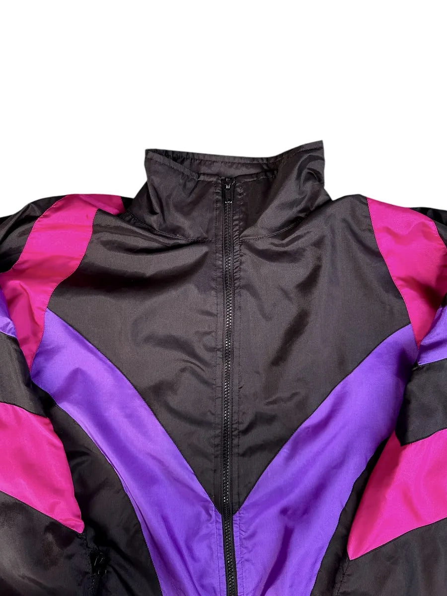Giacca Tuta Vintage Guffini Anni '90 - Windbreaker Nero Viola e Rosa