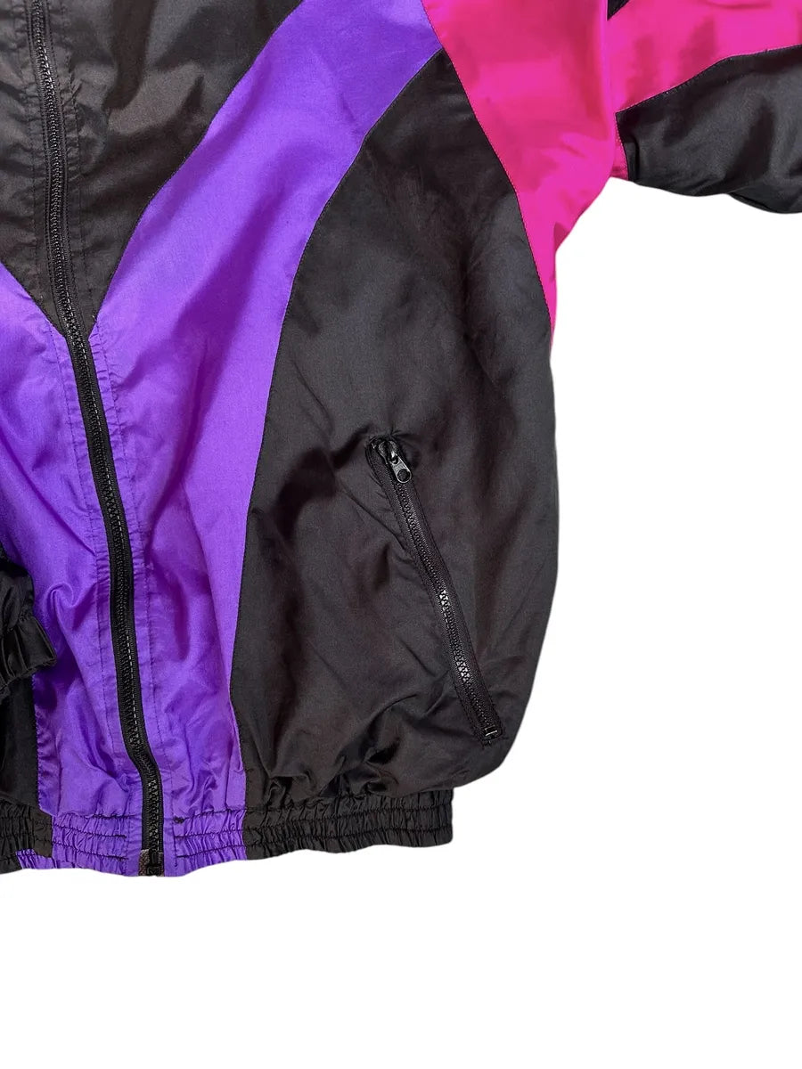 Giacca Tuta Vintage Guffini Anni '90 - Windbreaker Nero Viola e Rosa