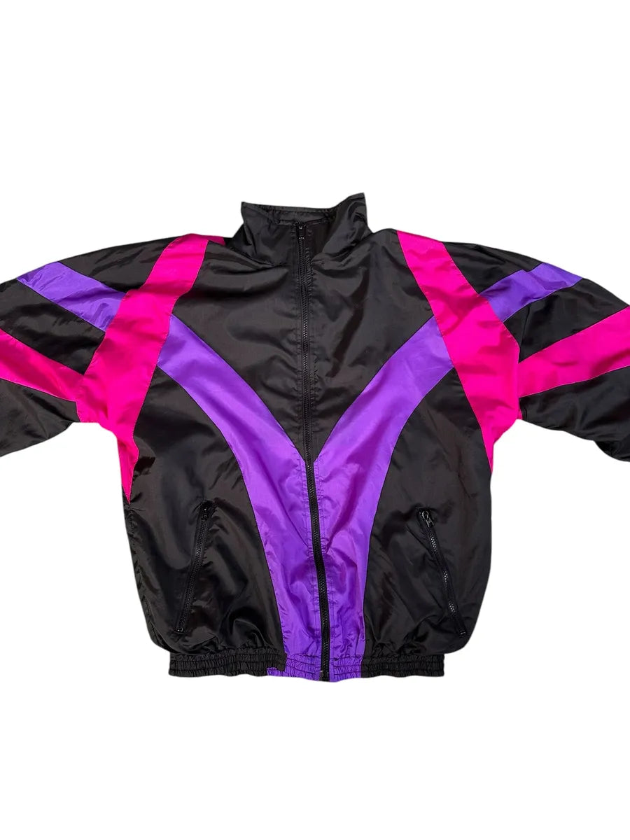 Giacca Tuta Vintage Guffini Anni '90 - Windbreaker Nero Viola e Rosa