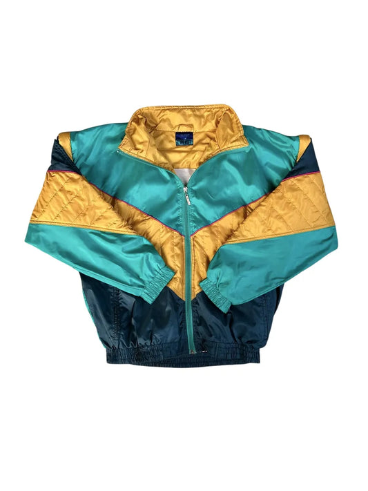 Twist - giacchetto tuta unisex vintage anni ’90 giallo/verde con maniche removibili taglia S/M