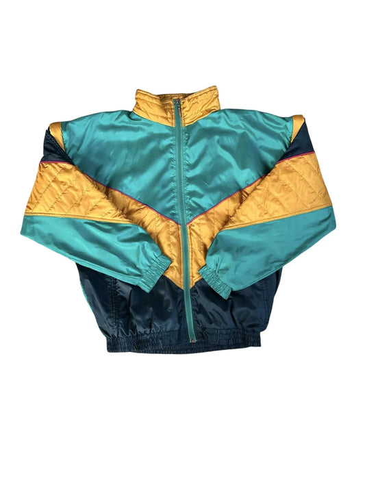 Twist - giacchetto tuta unisex vintage anni ’90 giallo/verde con maniche removibili taglia S/M