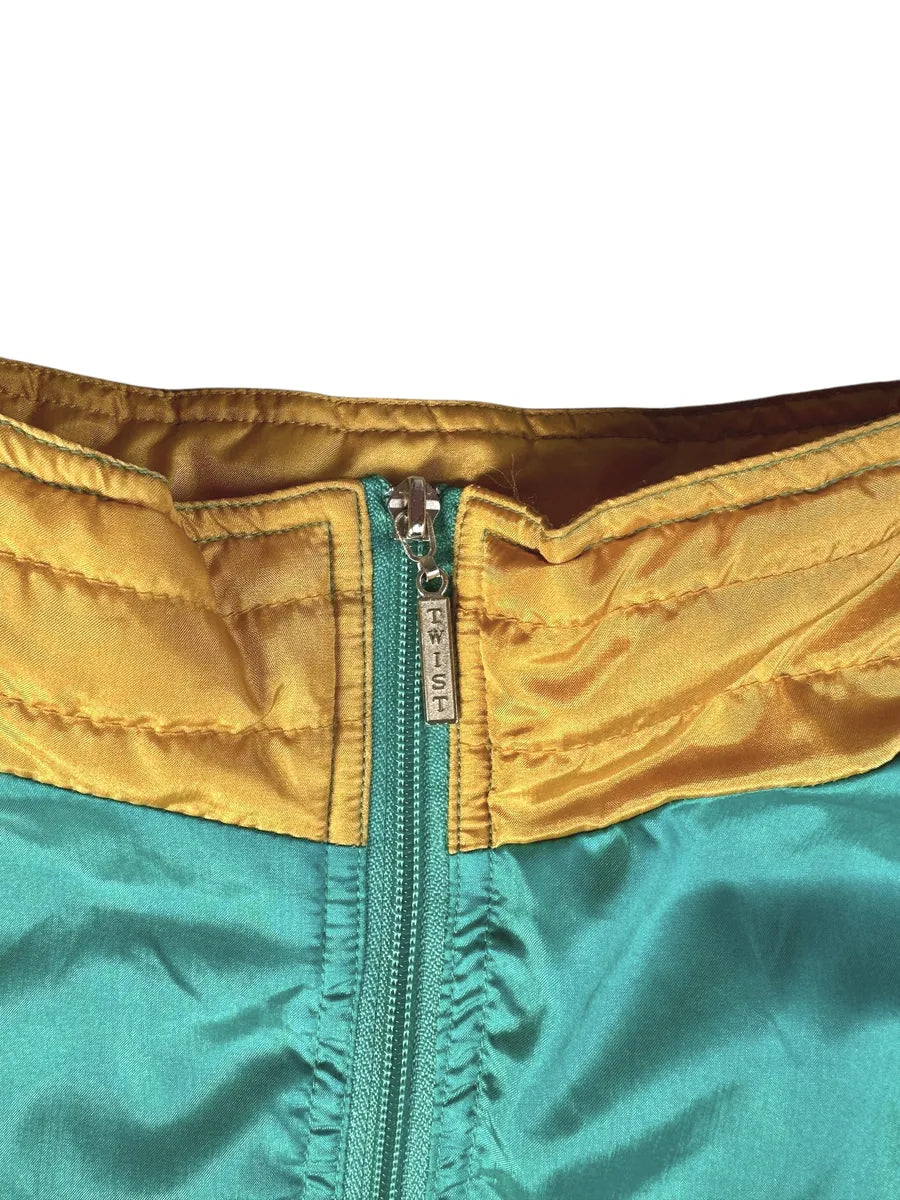 Twist - giacchetto tuta unisex vintage anni ’90 giallo/verde con maniche removibili taglia S/M