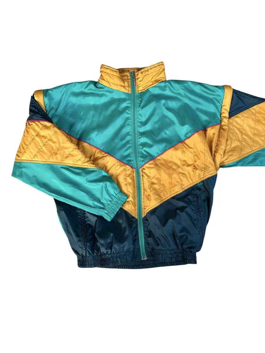 Twist - giacchetto tuta unisex vintage anni ’90 giallo/verde con maniche removibili taglia S/M