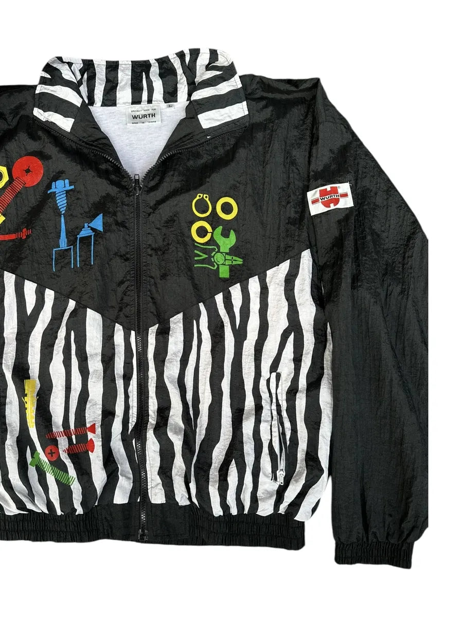 Wurth - giacchetto tuta vintage anni ’90 bianco/nero taglia L