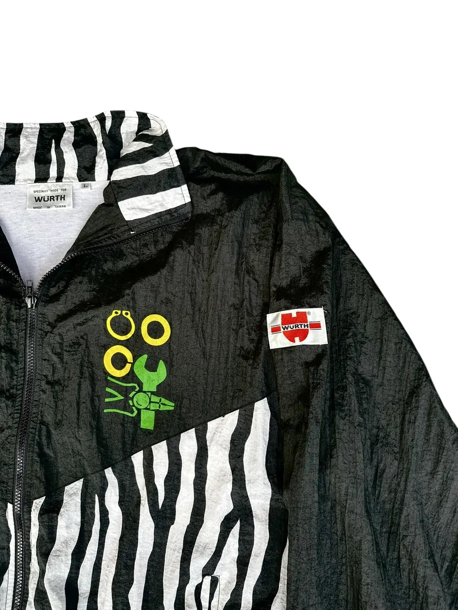 Wurth - giacchetto tuta vintage anni ’90 bianco/nero taglia L