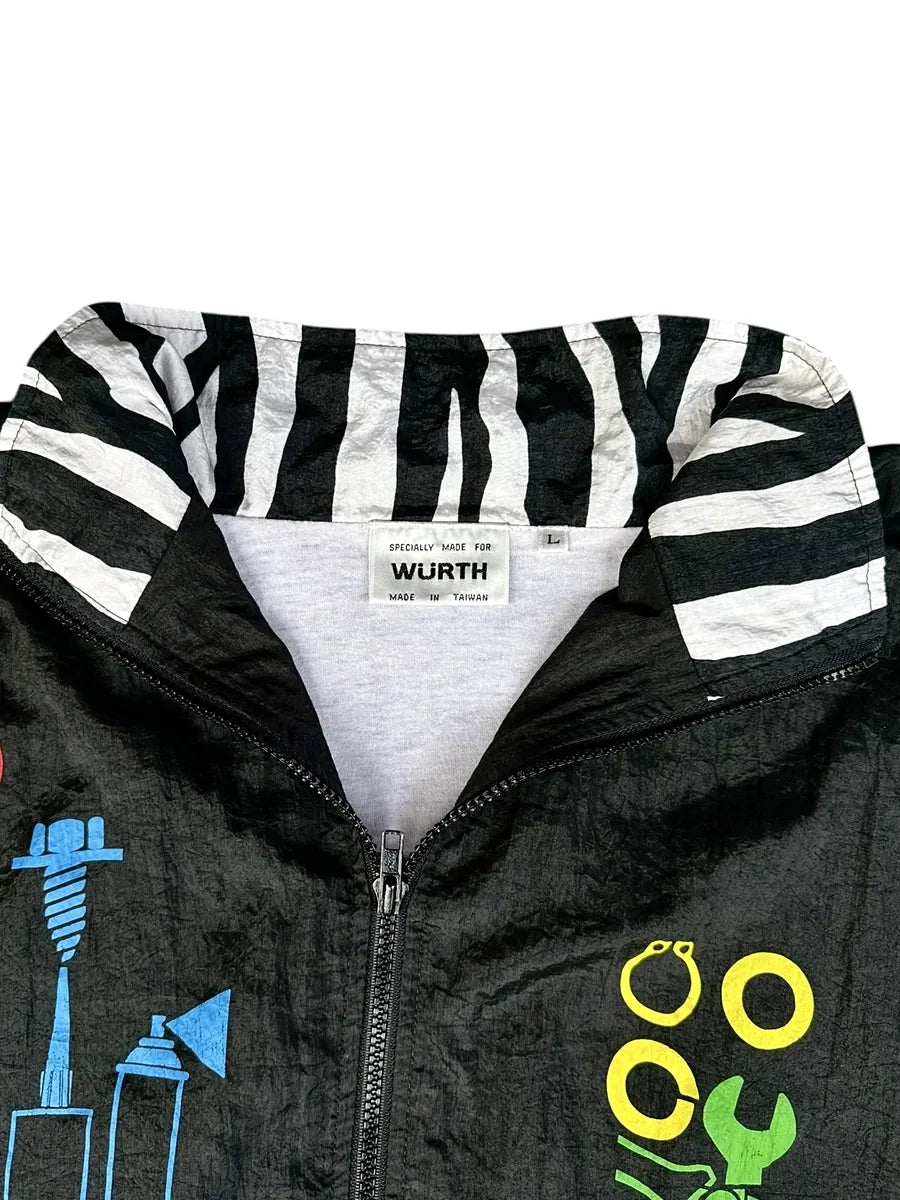 Wurth - giacchetto tuta vintage anni ’90 bianco/nero taglia L