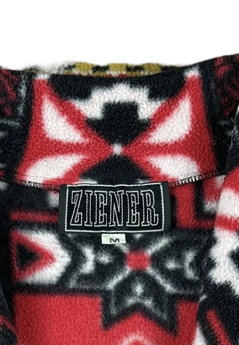 Pile vintage anni '90 a fantasia con zip e collo alto