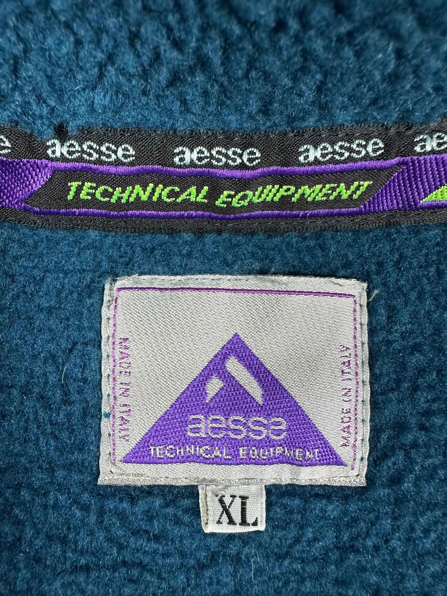 Pile vintage blu firmato Aesse con inserti geometrici bianchi