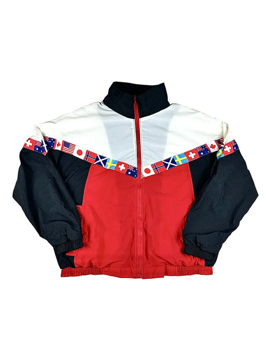 Giacca di tuta anni '80 vintage Goldline con bandiere